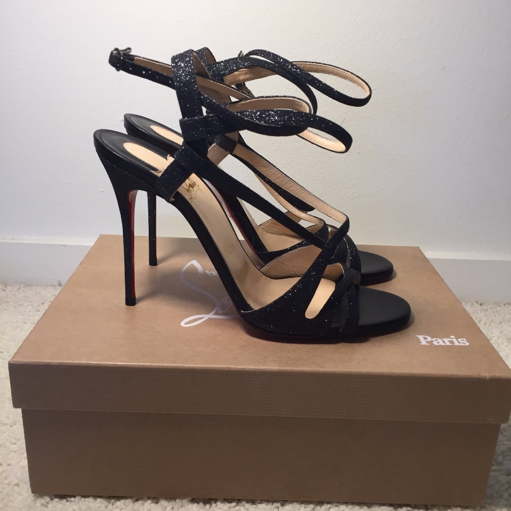 LOUBOUTIN 100 GLITTER MINI/KID BLACK